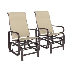 Set-of-2 Khaki Lightweight Outdoor Glider Chair